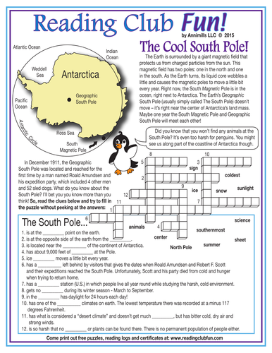 South Pole Crossword Puzzle Teaching Resources