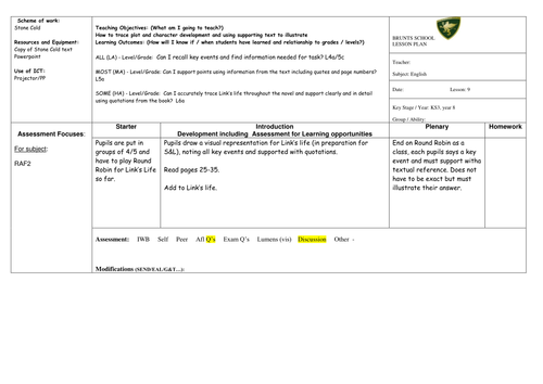 Stone Cold By Robert Swindells Novel Scheme of Work Key Stage Three ...