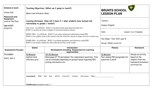 Stone Cold By Robert Swindells Novel Scheme of Work Key Stage Three ...