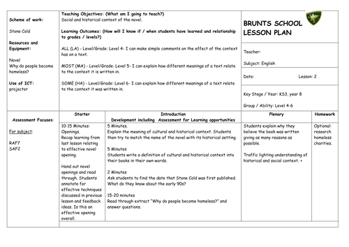 Stone Cold By Robert Swindells Novel Scheme of Work Key Stage Three ...