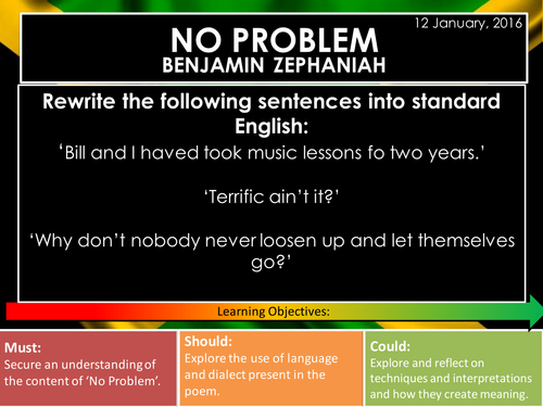 No Problem - Benjamin Zephaniah (Edexcel Conflict Poetry Cluster GCSE 1-9)