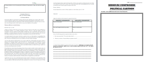 US History: Missouri Compromise 6 Lesson Packet Teaching Resources