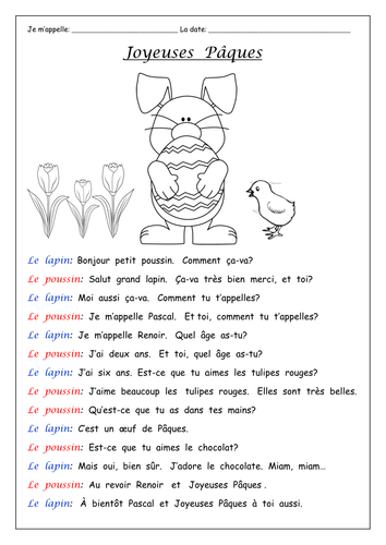 KS2-KS3 French Easter dialogue writing activity by ...