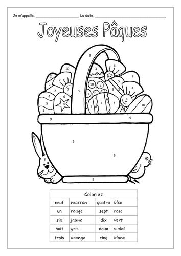 FRENCH - Easter - Les coloriages de Pâques et Couleur Par Numéros - Worksheets