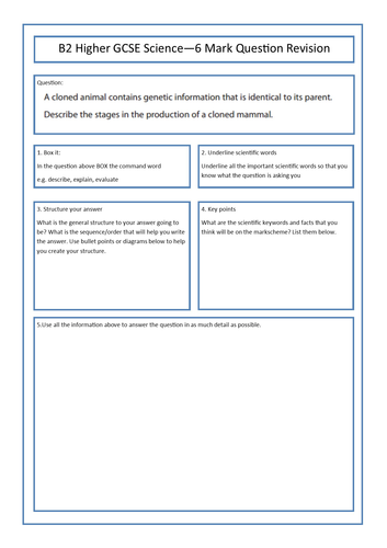 B2 Edexcel - 6 Mark Question Revision Sheets