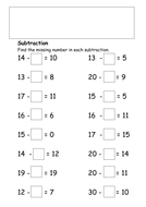 Subtraction with missing numbers | Teaching Resources