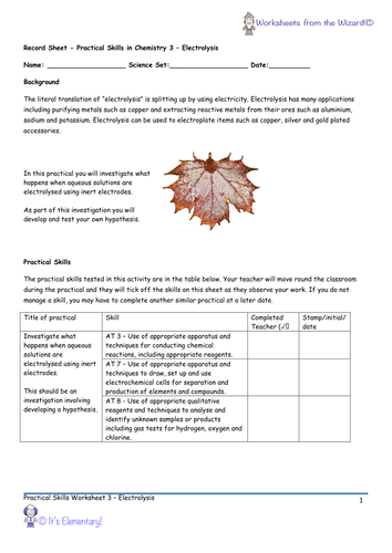 AQA 9-1 GCSE Chemistry - Required Practicals - Practical 3 - Electrolysis