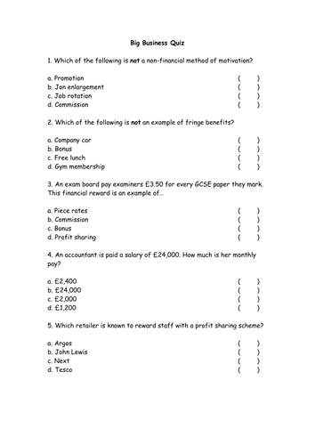 Methods of Motivation - Financial / Monetary - People in Business - PPT ...
