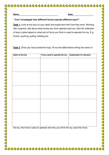 Full forces and toys scientific investigation.