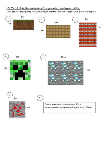 minecraft perimeter teaching resources