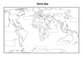 Blank World Map For Students To Label World Map with continents | Teaching Resources