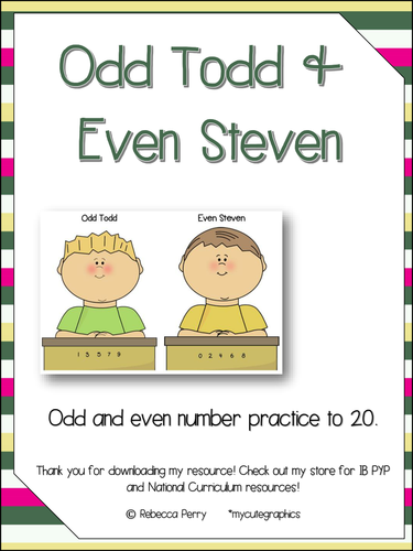 Odd Todd And Even Steven Numbers To 20 Print Laminate Go By