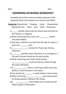 PE SWIMMING NON-PARTICIPANT WORKSHEET | Teaching Resources
