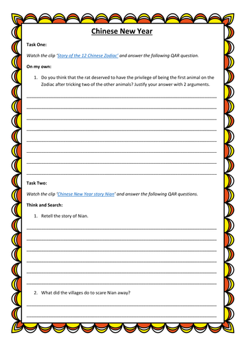 Chinese New Year – themed literacy and web based activities | Teaching