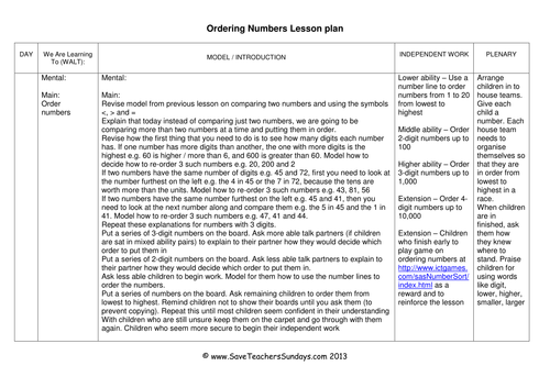 ordering-numbers-ks1-worksheets-lesson-plans-and-plenary-by-saveteacherssundays-uk-teaching