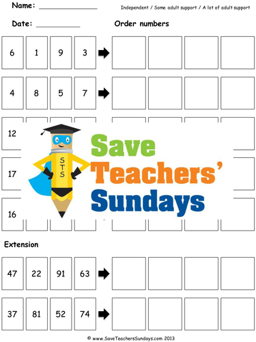 Ordering Numbers KS1 Worksheets Lesson Plans And Plenary By SaveTeachersSundays UK Teaching 