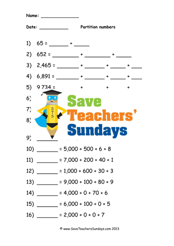 partitioning-numbers-ks1-worksheets-lesson-plans-and-plenary-by-saveteacherssundays-uk