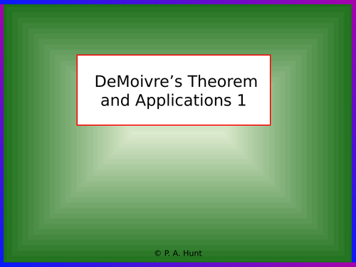 DeMoivre's Theorem and Applications 1 (A-Level Further Maths)