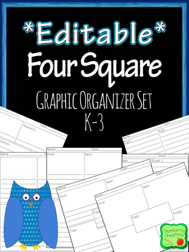 Four Squares Graphic Organizer  Graphic organizers, Four square