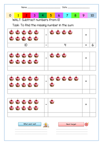 Number Bonds to 10 - 14 Differentiated Addition and Subtraction