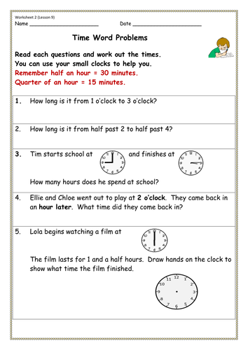 Telling the Time: Lesson 9 from Pack 1 - Time Problems, Lesson Plan ...