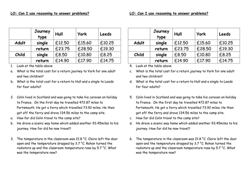 problem solving decimals ks2