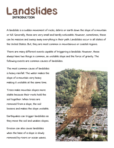 a short essay on landslide