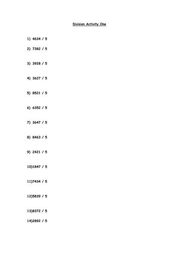 Division worksheets