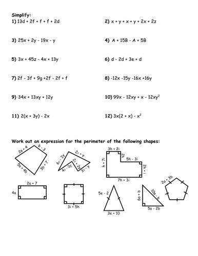 Collecting Like Terms Worksheets | Teaching Resources