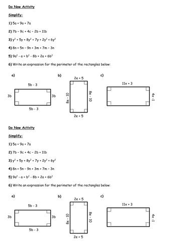 Collecting Like Terms Worksheets | Teaching Resources