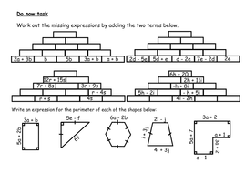 Collecting Like Terms Worksheets Teaching Resources