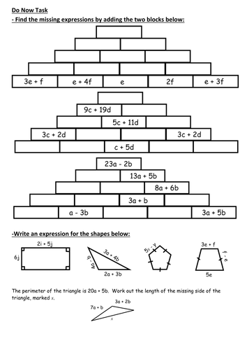 Collecting Like Terms Worksheets | Teaching Resources
