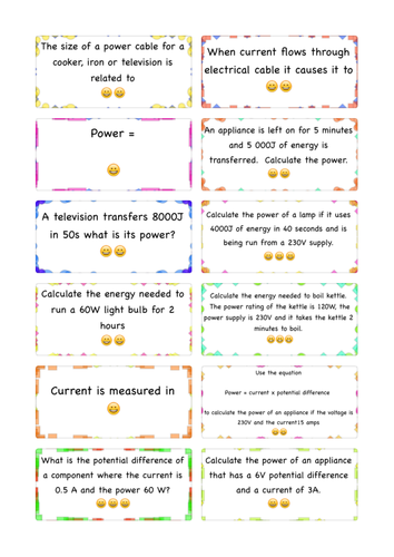 Power Calculations ,  Differentiated,  Card Sort x 15