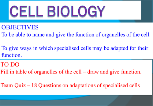 GCSE Cell Biology, diffusion and osmosis: Presentation with quizzes