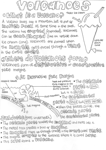 volcanoes colour in revision worksheet and activity by