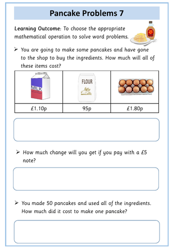 Pancake Day Maths Word Problems | Teaching Resources