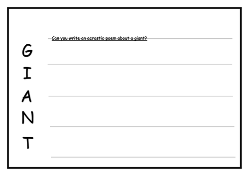Giant Acrostic Poem Template | Teaching Resources