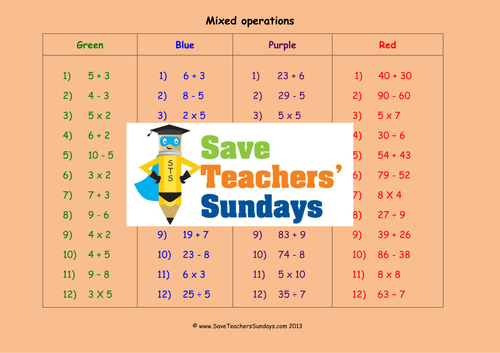 Mixed Operations KS1 Worksheets, Lesson Plans and Flashcards (2 Lessons)