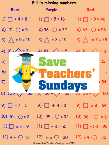 Missing Numbers KS1 Worksheets and Lesson Plans