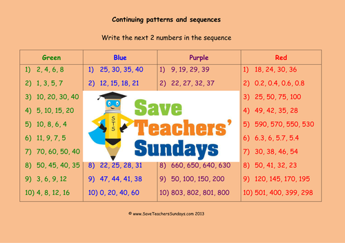 Number Sequences KS1 Worksheets, Lesson Plans and Model