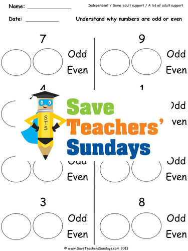 Odd and Even KS1 Worksheets and Lesson Plans