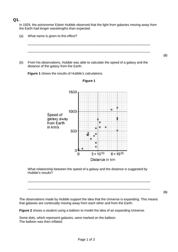 GCSE 9-1 Physics Red shift and expanding universe | Teaching Resources