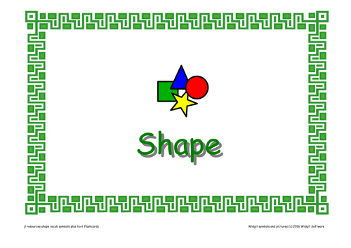 'Shape' Vocabulary Flashcards.