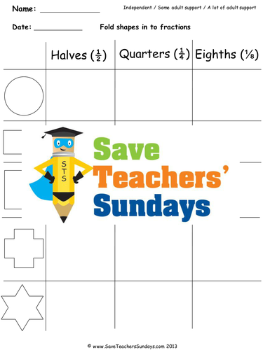 Equal Parts Fractions Worksheets, Lesson Plans and Other Teaching Resources