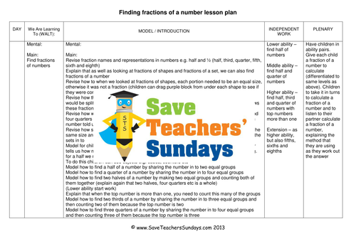 Fractions of Numbers KS1 Worksheets, Lesson Plans and Other Teaching Resources