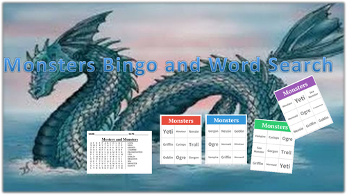 Monster Bingo and Word Search