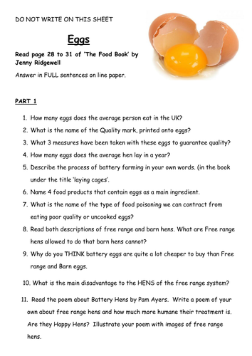 food technology ks3 cover lesson eggs and protein by