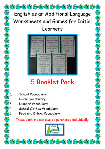 5 booklet pack EAL / ESL / ELL worksheets and Games for Initial ...