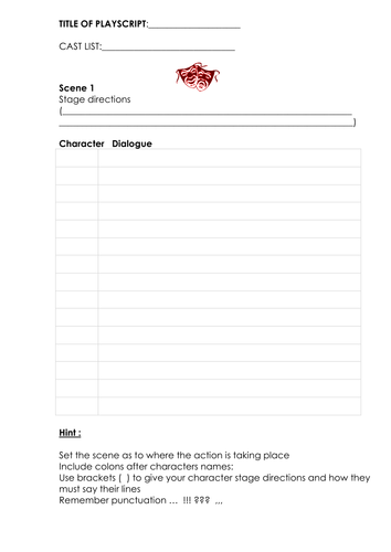 A blank play script template 