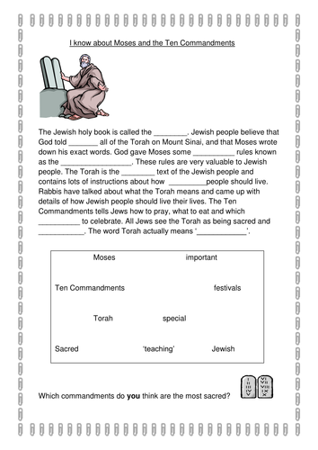 Ten commandments worksheet 